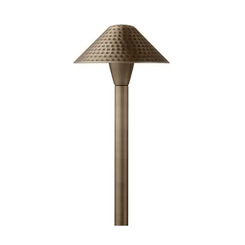Encore Brass Perfect Post Pathway, 7" Hammered Shade, 3w LED - Encore Landscape Lighting