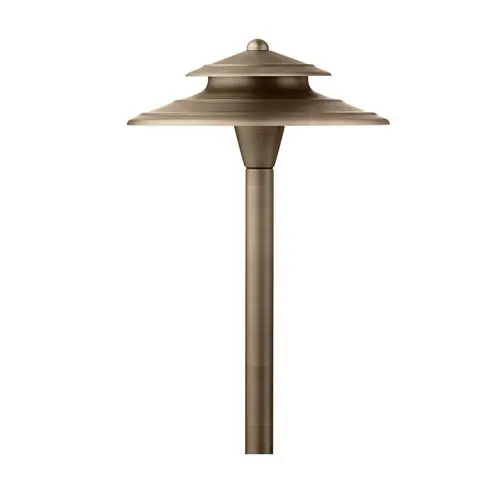 Encore Brass Perfect Post Pathway, Two Tier 9" Beaded Shade, 3w LED - Encore Landscape Lighting