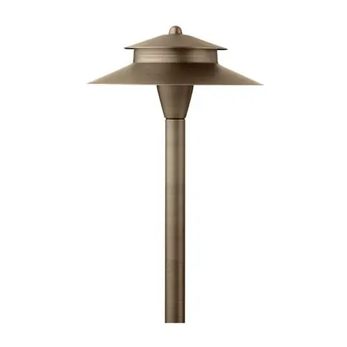 Encore Brass Perfect Post Pathway, Two Tier 9" Shade, 3w LED - Encore Landscape Lighting