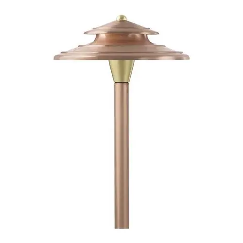 Encore Copper Perfect Post Pathway, 9" Beaded Two Tier Shade, 3w LED - Encore Landscape Lighting