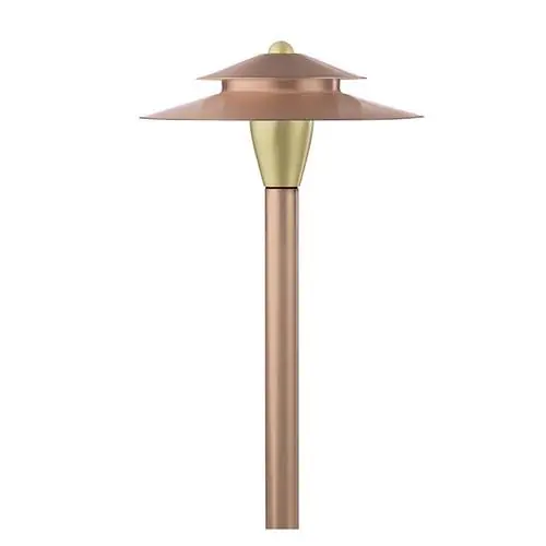 Encore Copper Perfect Post Pathway, 9" Two Tier Shade, 3w LED - Encore Landscape Lighting
