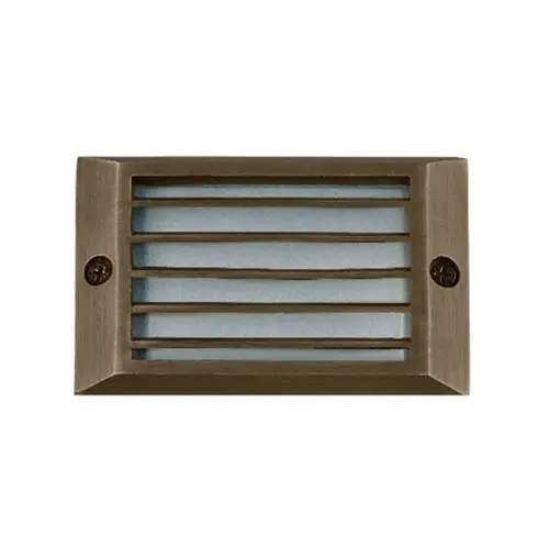Encore Solid Cast Brass Louvered Step Light, 4.5", 2w LED Panel - Encore Landscape Lighting
