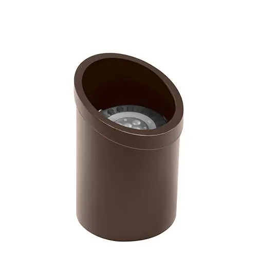 Encore Well Light, Brown ABS, LED PAR36, Angled Top w/ Brass Grate - Encore Landscape Lighting