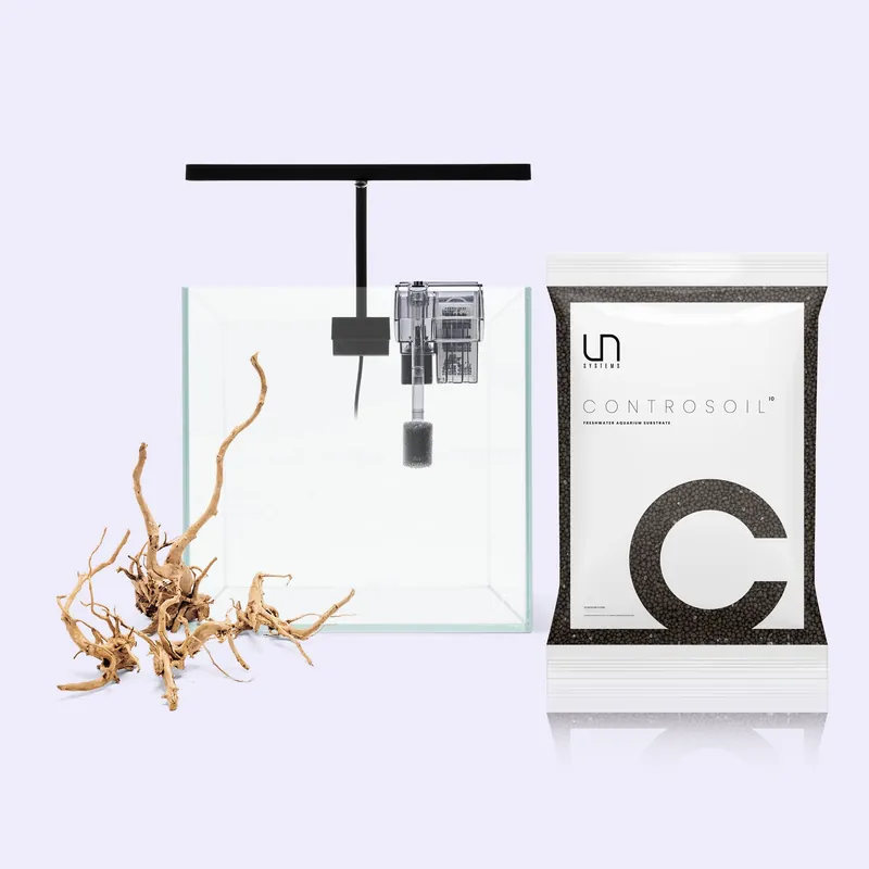 Cube Tank Starter Kit With Wood - Glass Aqua