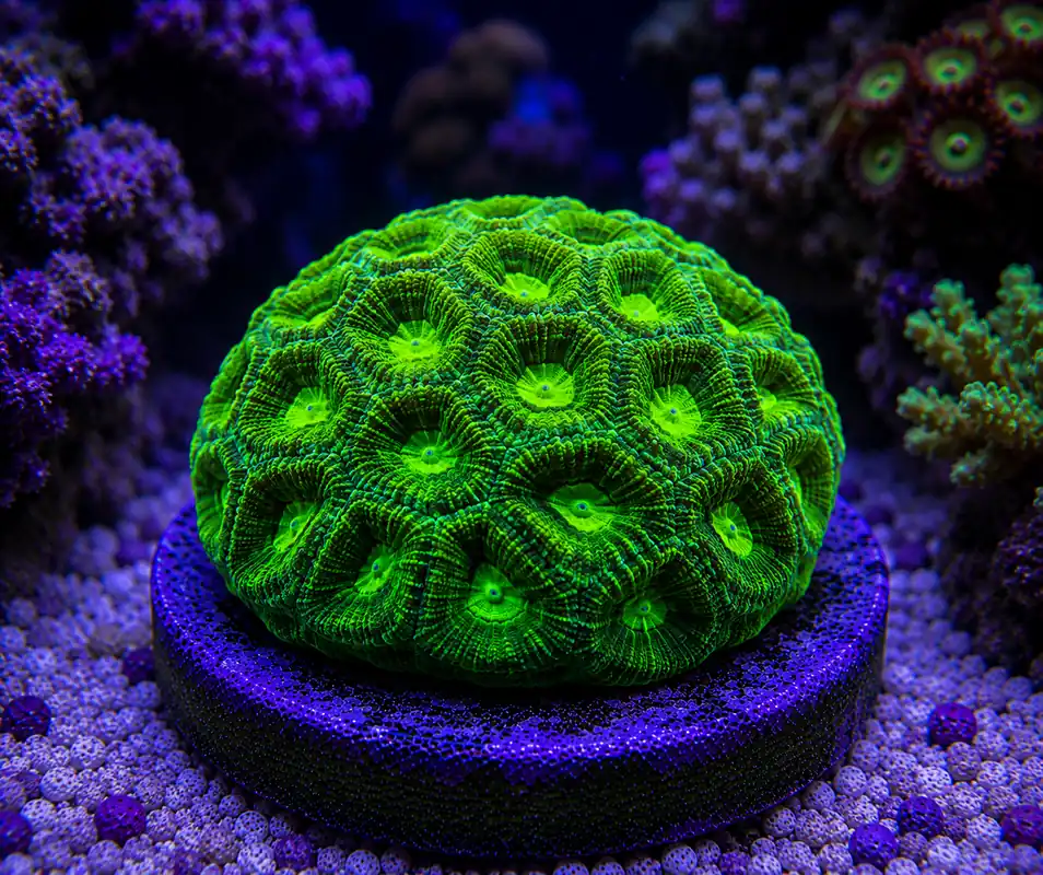 Green Metallic Pineapple Favia - Natural Environment Aquatix