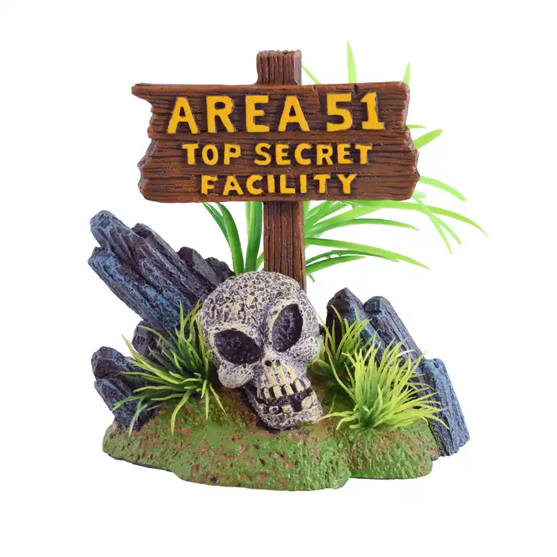 Area 51 With Skull Aquarium Ornament - Royal