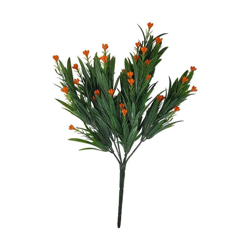 13" Lavender Leaf / Berry Mix Bush Orange Plastic Plant - DFW