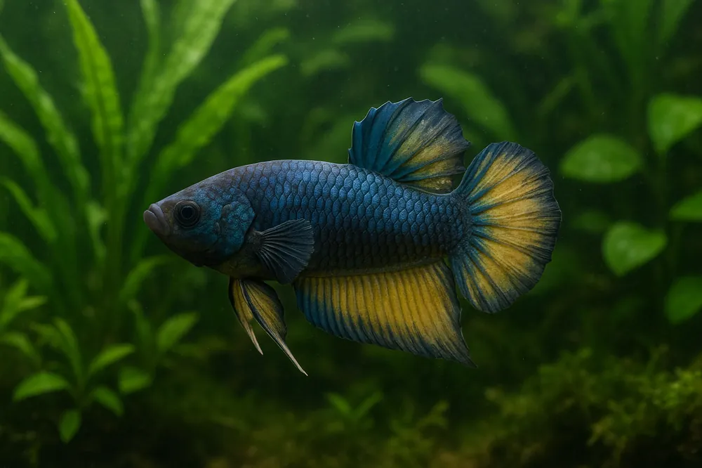 Plakat Blue Mustard Male Betta Fish - Natural Environment Aquatix