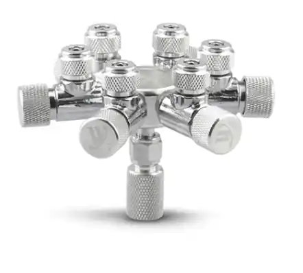 Hub-Style 6-Way CO2 Needle Valve Manifold - ALA