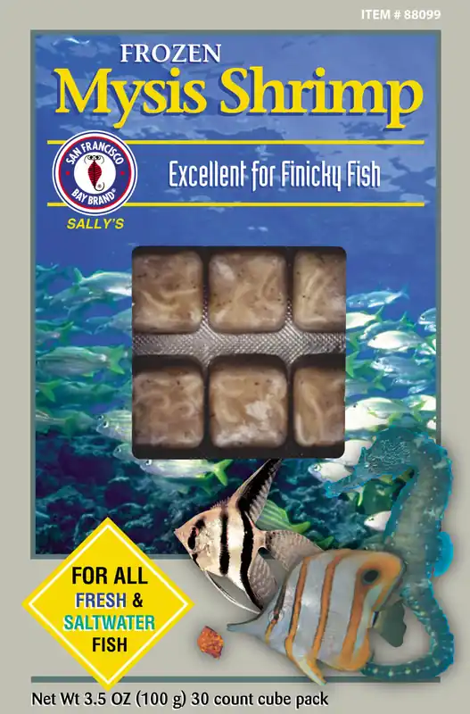 San Francisco Bay Brand Mysis Shrimp Frozen Fish Food Cubes 100g/3.5 oz, 30 ct - Frozen Food