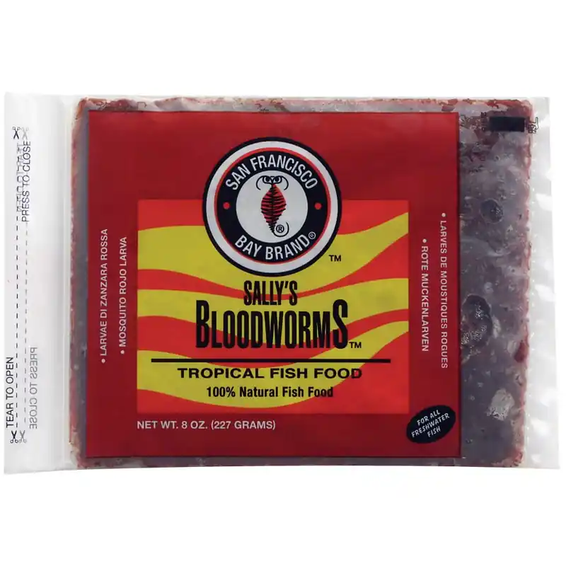 San Francisco Bay Brand Bloodworms Frozen Fish Food 1ea/8 oz Flat Pack - Freshwater