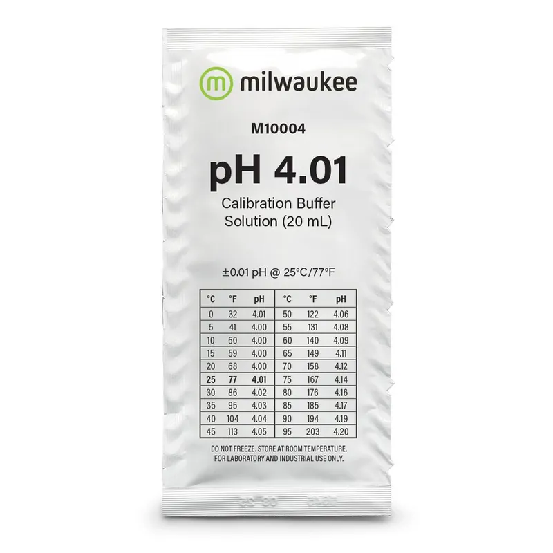 Milwaukee M10004B pH 4.01 Calibration Solution – Box of 25 - Monitors Meters and Controllers