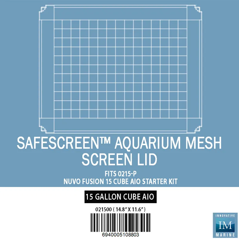 INNOVATIVE MARINE SafeScreen™ Preassembled Aquarium Mesh Screen Lid – For Nuvo Fusion 15 Cube - Aquariums and Aquascaping