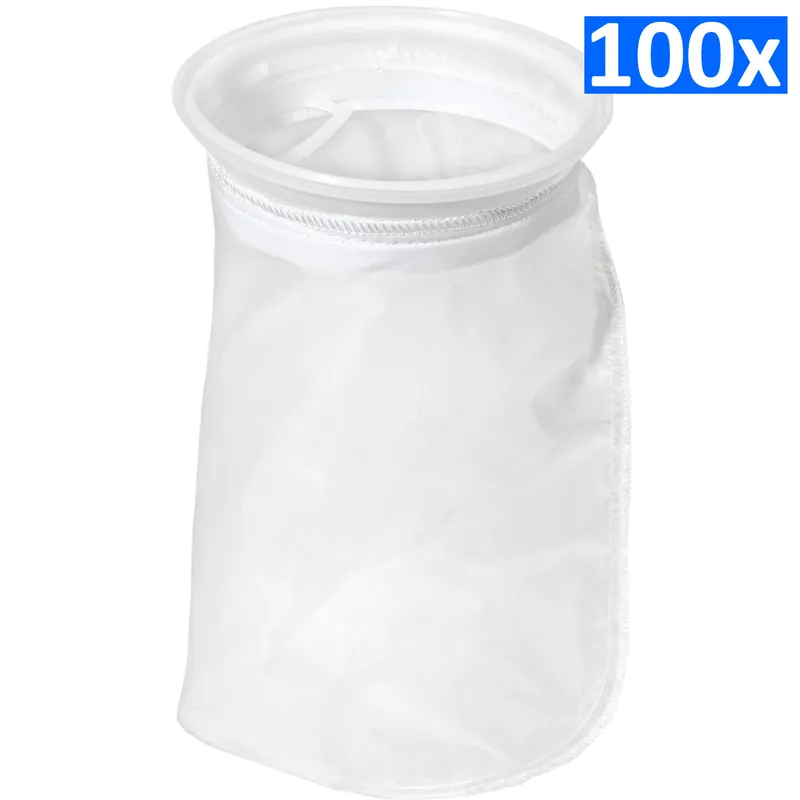 Simplicity 7″ x 16″ 200 Micron Mesh Filter Sock w/ Plastic Ring – Bulk Pack of 100 - Filter Media