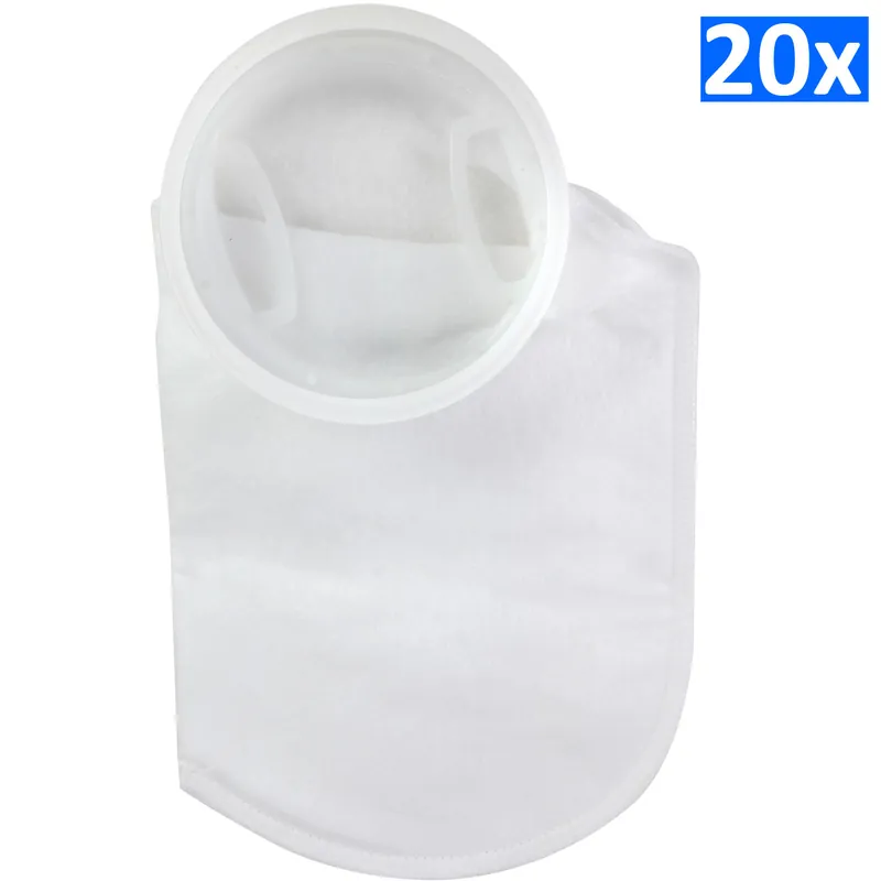 Simplicity 7″ x 16″ 200 Micron Filter Sock w/ Plastic Ring – Bulk Pack of 20 - Filter Media