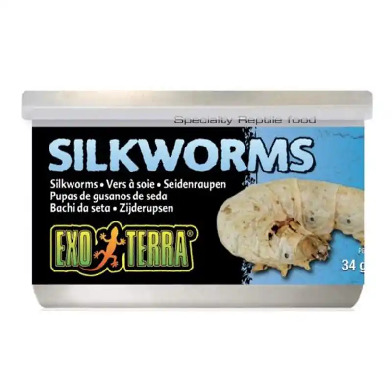 Exo Terra Canned Silkworms Specialty Reptile Food – 1.2 oz - Reptiles