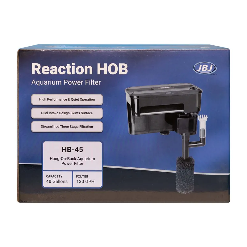 JBJ Reaction HOB Power Filter – 40 Gallons – HB-45