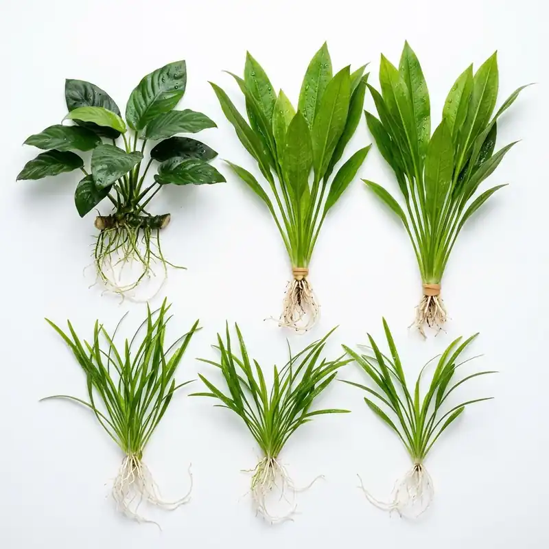 Aquarium Plant Bundle: 1 Anubias, 2 Amazon & 3 Dwarf Sag - Canton Aquatics
