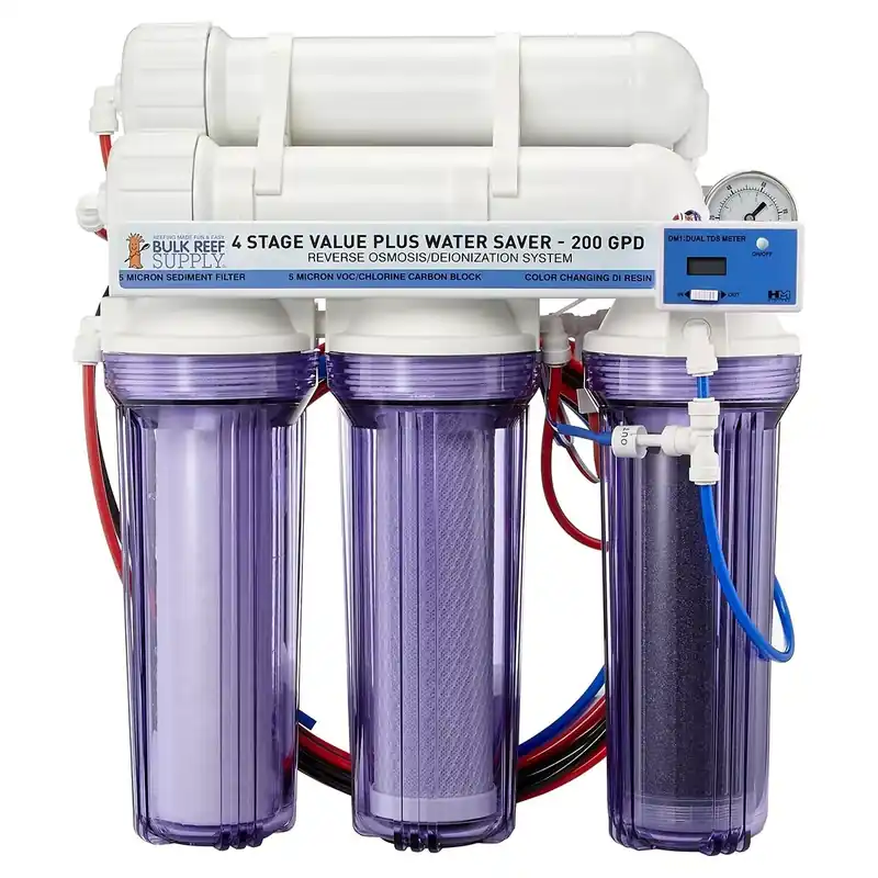 4 Stage Value Plus 200GPD Water Saver RO/DI System - Bulk Reef Supply