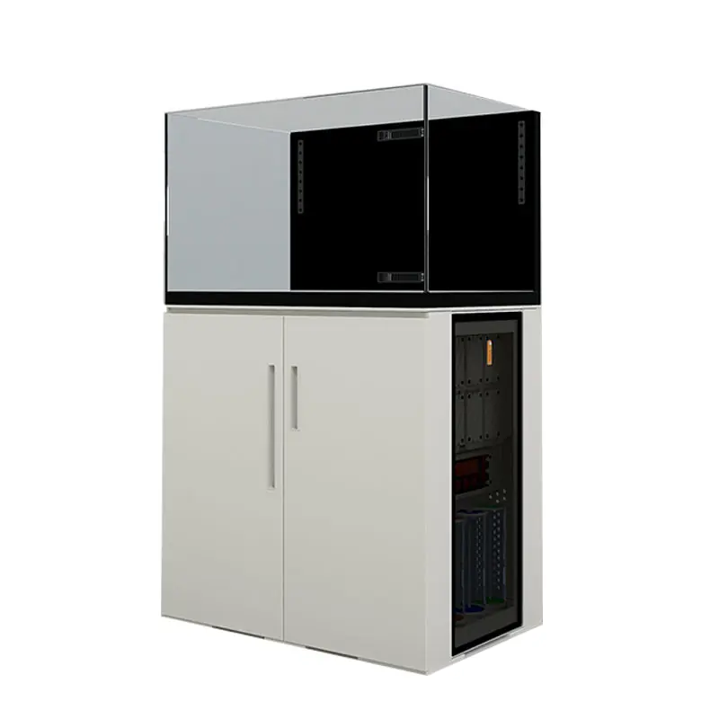 Bubble Magus HIDE-CR-EXP90 Aquarium Tank: 113gai Advanced Ultra-Thin Overflow Design, Large Capacity, and Durable Aluminum Base Cabinet for Reef Enthusiasts