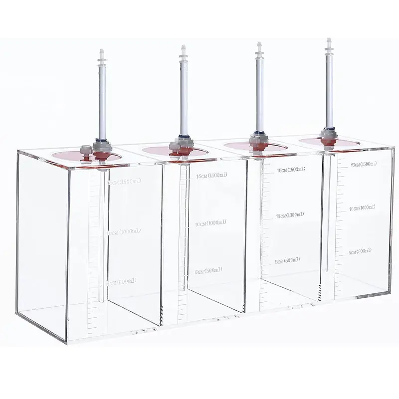 Bubble Magus 4-Room 1.6-Gallon Acrylic Dosing Container – Multi-Chamber Reservoir for Reef Tank Supplement Dosing, Scale Mark & Anti-Evaporation Lid