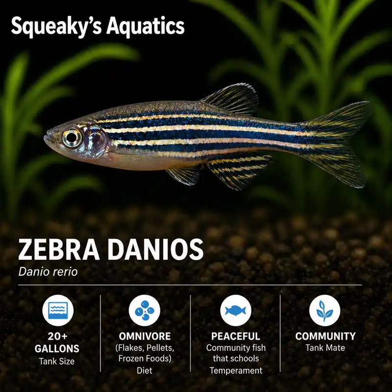 Zebra Danio (Danio rerio) | Live Freshwater Community Fish - Squeaky's Aquatics