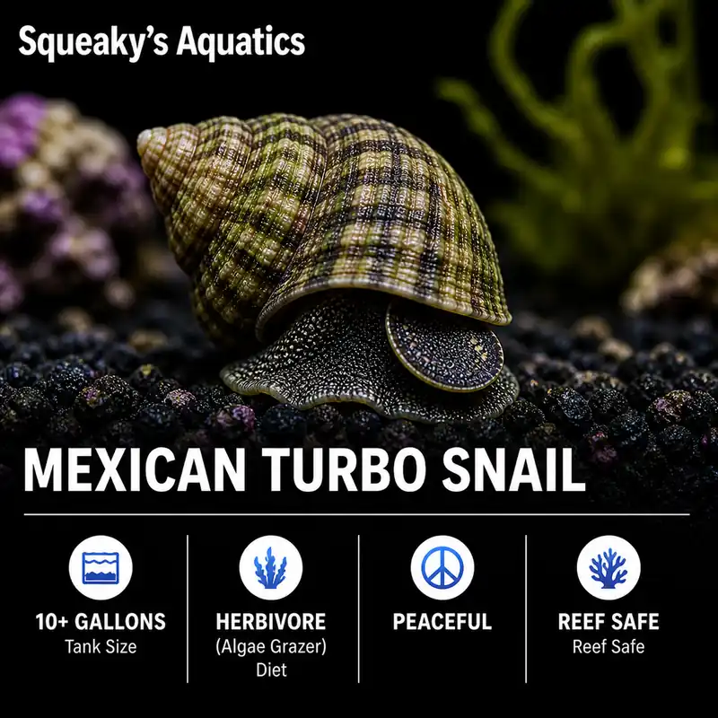Mexican Turbo Snail (Turbo fluctuosa) | Algae-Eating Cleanup Crew