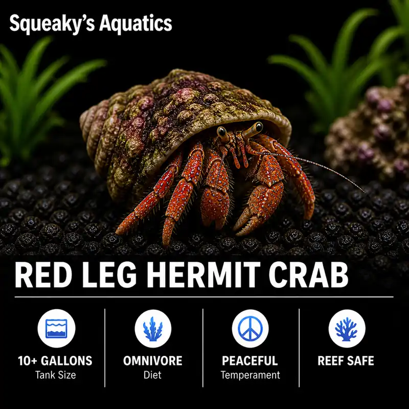 Mexican Red Leg Hermit Crab (Clibanarius digueti) | Live Saltwater Reef Cleanup Crew - Squeaky's Aquatics