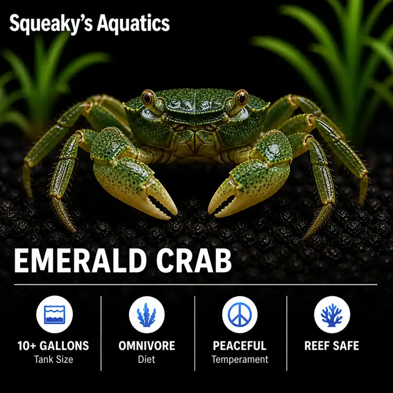 Emerald Crab (Mithraculus sculptus) | Live Saltwater Reef Cleanup Crew, Bubble Algae Eater - Squeaky's Aquatics