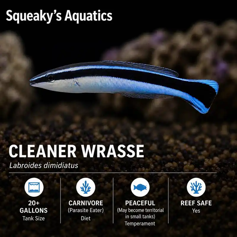 Cleaner Wrasse (Labroides dimidiatus) - Squeaky's Aquatics
