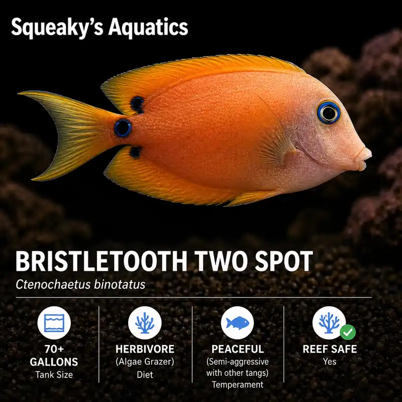 Bristletooth Two Spot Tang (Ctenochaetus binotatus) | Live Saltwater Reef Fish - Squeaky's Aquatics