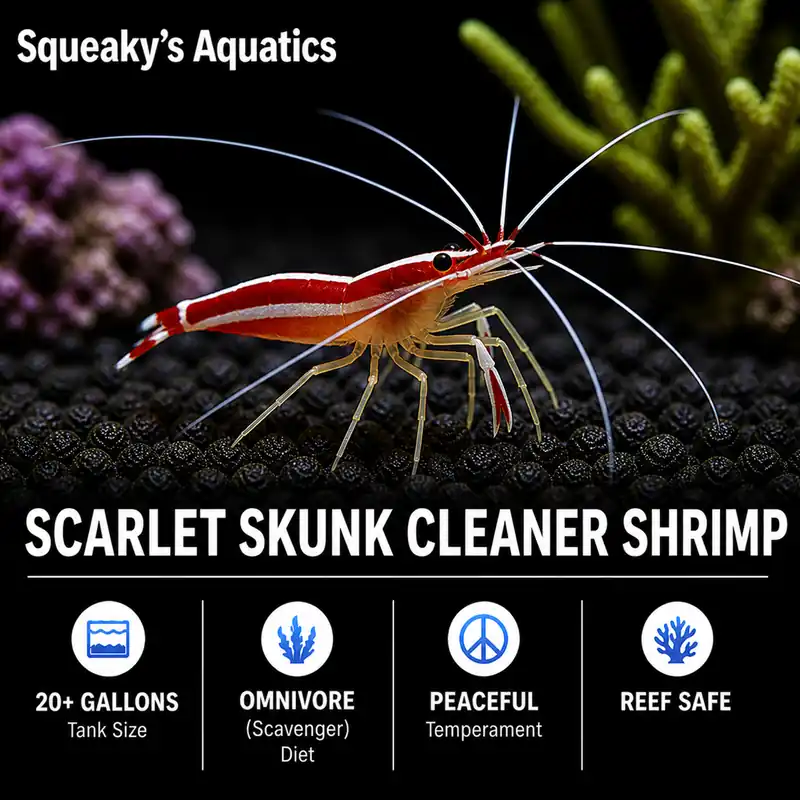 Scarlet Skunk Cleaner Shrimp (Lysmata amboinensis) - Squeaky's Aquatics