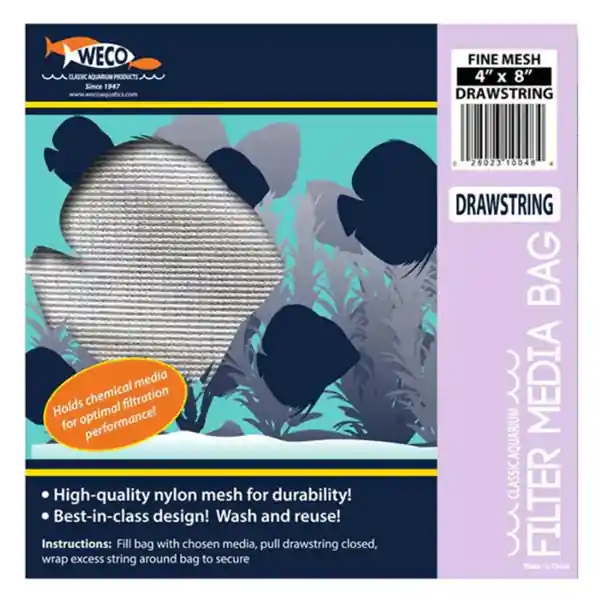 Weco Fine Mesh Zipper Media Bag (4 x 8 in) | Reusable Filter Bag for GFO, Resin & Fine Carbon