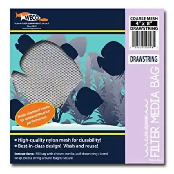 Weco Coarse Mesh Zipper Media Bag (4 x 8 in) | Reusable Filter Bag for Carbon & Bio Media