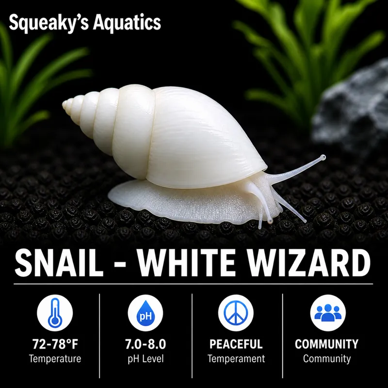 White Wizard Snail (Filopaludina martensi) | Live Freshwater Trapdoor Snail, Beginner - Squeaky's Aquatics