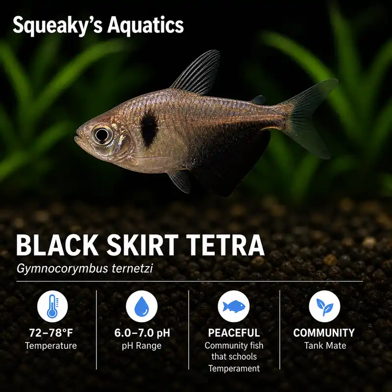 Black Skirt Tetra (Gymnocorymbus ternetzi) | Live Freshwater Community Fish - Squeaky's Aquatics