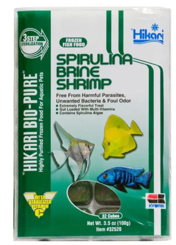 Hikari FROZEN Spirulina Brine Shrimp 3.5oz Cube fish food - Coral's Coral