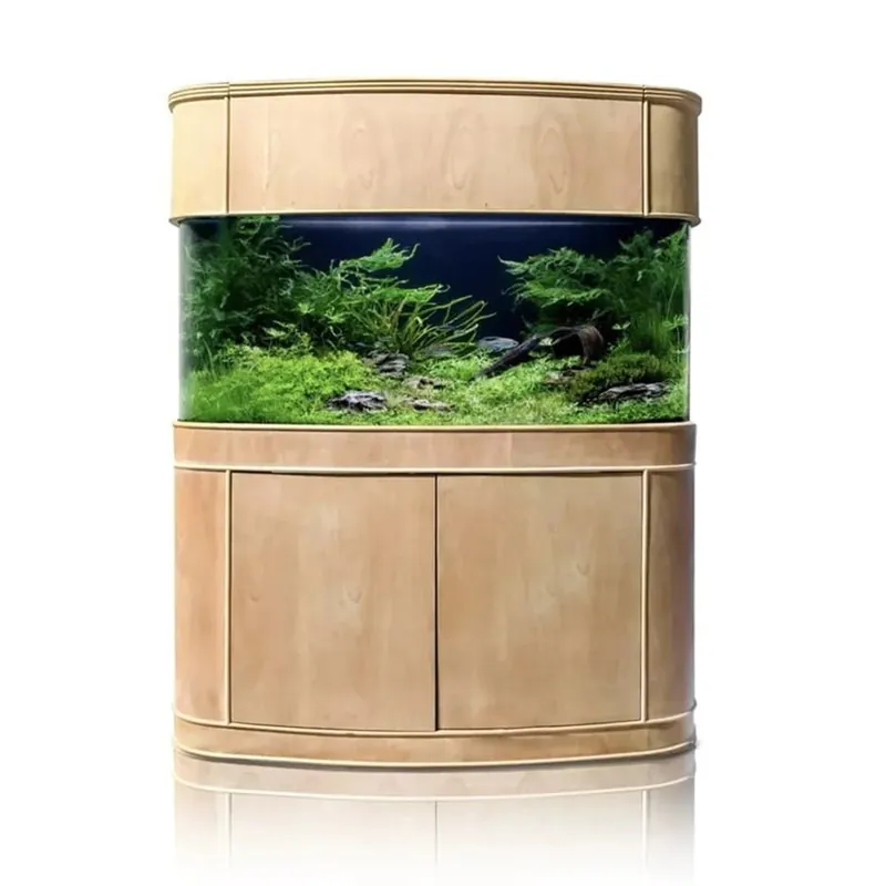 215g Seamless Glass Bowfront Aquarium Set in Unstained Wood - AQUA VIM