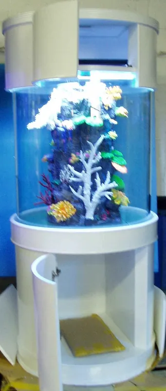 125 Gallon Full Glass Cylinder Set in Arctic White Stand and Canopy - AQUA VIM